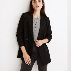 Madewell Caldwell Double-Breasted Blazer Black Women's Size Medium Double Button